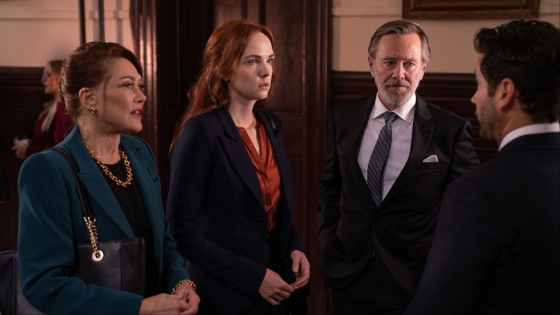 A courtroom moment as Maggie faces legal troubles from her past in Boston. (Image via Netflix)